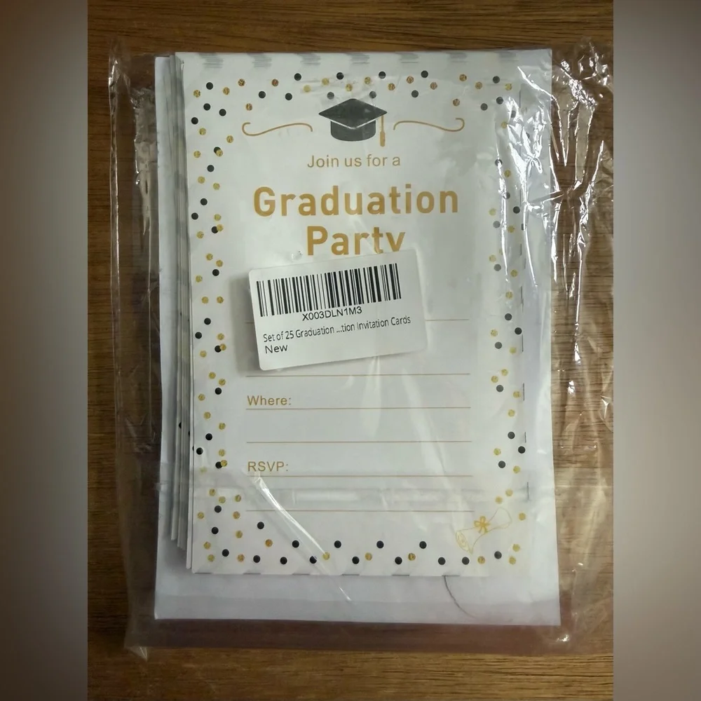 Graduation Party Invitations - Gold and Black